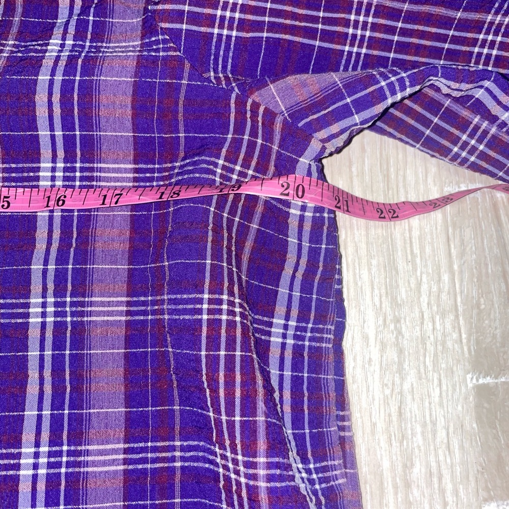White Stag Purple Plaid Button Down Shirt M 8-10 - Picture 8 of 11